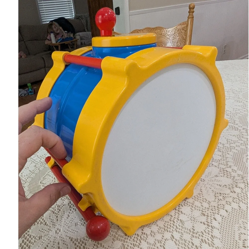 Little Tikes Tap-a-Tune Drum Blue Yellow Red Plastic Toy with Drumstick